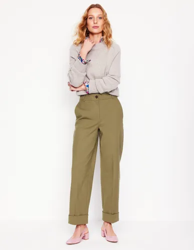 Pantalon à revers-Vert olive chaud - Boden - Modalova
