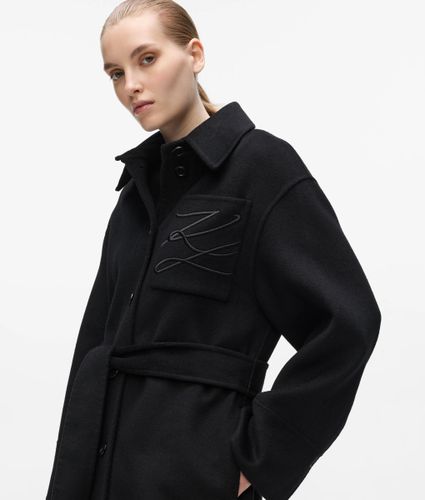 Manteau Long Ceinturé En Laine Mélangée, , , Taille: 38 - Karl Lagerfeld - Modalova