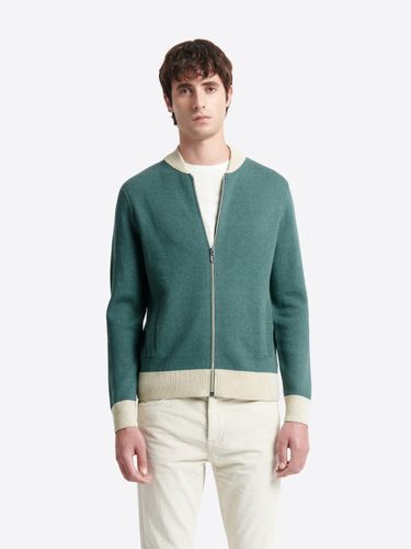 Gilet col teddy coton-cachemire bicolore - Devred - Modalova