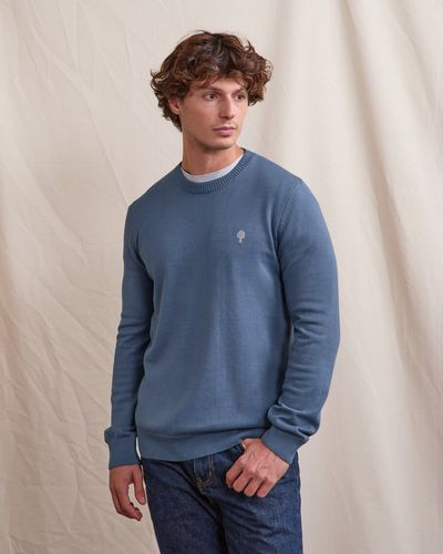 Pull col rond bleu foncé - FAGUO - Modalova