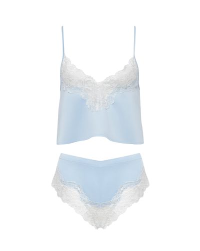 Bluebella Ensemble Caraco et Short Isabella en Satin Luxueux Glacé/Blanc - Bluebella - FR - Modalova