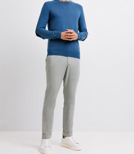 Pull col rond contrasté indigo - IZAC - Modalova