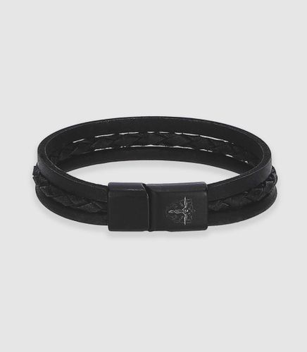 IZAC - Bracelet en cuir noir GALO - IZAC - Modalova