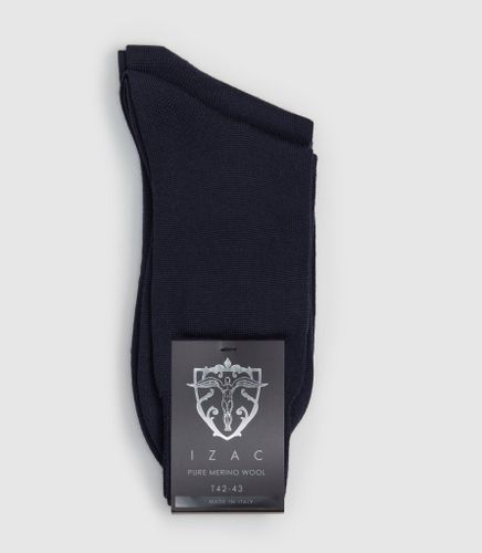Chaussettes laine merinos marine - IZAC - Modalova