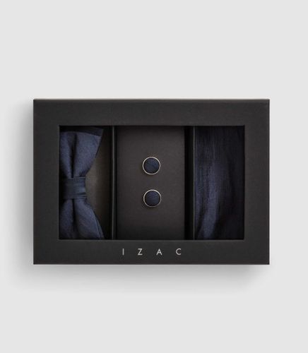 Coffret boutons de manchette /nœud papillon marine ''Jalil'' - IZAC - Modalova