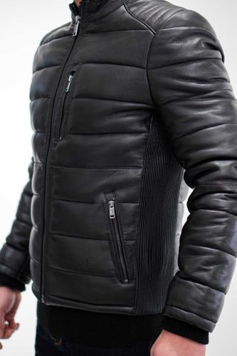 Blouson en cuir matelassé ''Doute'' - Izac - Modalova