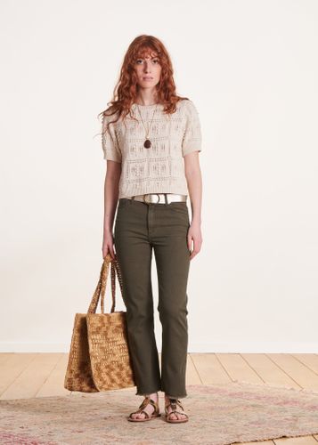 Jean cropped marron en coton biologique - La Fée Maraboutée - Modalova