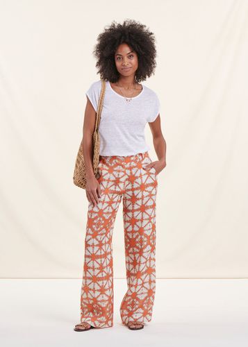 Pantalon large orange en lin à taille haute tie & dye - La Fée Maraboutée - Modalova