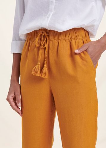 Pantalon droit moutarde avec taille élastique - La Fée Maraboutée - Modalova