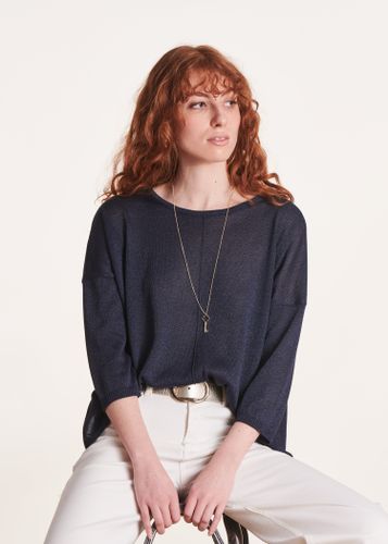 Pull bleu manches 3/4 oversize - La Fée Maraboutée - Modalova