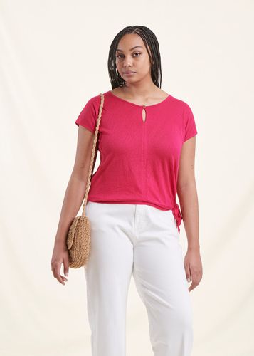 T-shirt rose fuchsia en coton modal manches courtes - La Fée Maraboutée - Modalova