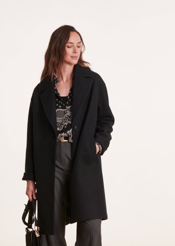 Manteau mi-long noir coupe ample - La Fée Maraboutée - Modalova