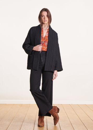 Veste noire légère style kimono - La Fée Maraboutée - Modalova