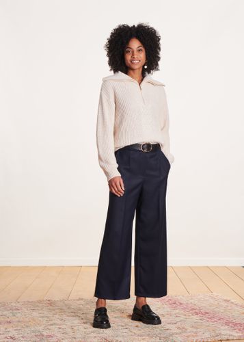 Pantalon bleu marine droit 7/8ème upcylé - La Fée Maraboutée - Modalova