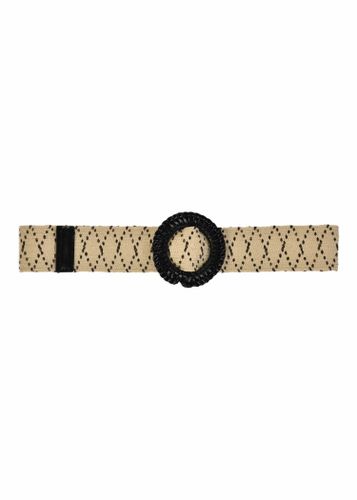 Ceinture élastique beige avec large boucle - La Fée Maraboutée - Modalova