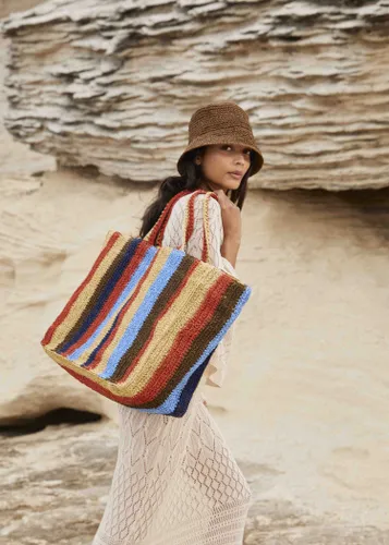 Sac cabas raphia multicolore - La Fée Maraboutée - Modalova