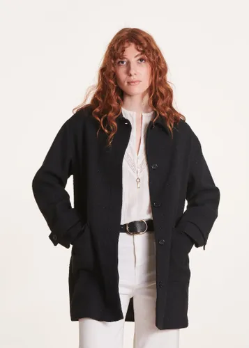 Manteau 3/4 noir ample et droit - La Fée Maraboutée - Modalova
