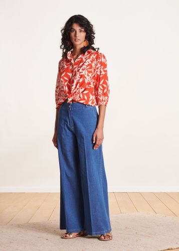 Pantalon droit et large fluide en jean taille haute - La Fée Maraboutée - Modalova