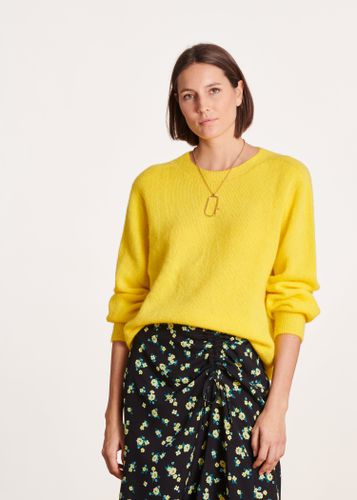 Pull jaune en maille manches longues uni col rond - La Fée Maraboutée - Modalova