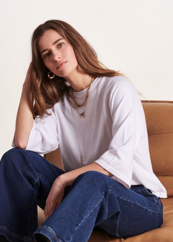 Pull oversize blanc à manches 3/4 - La Fée Maraboutée - Modalova
