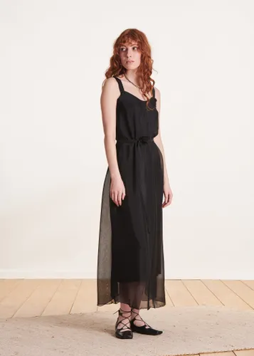 Robe longue à bretelles en viscose/soie - La Fée Maraboutée - Modalova