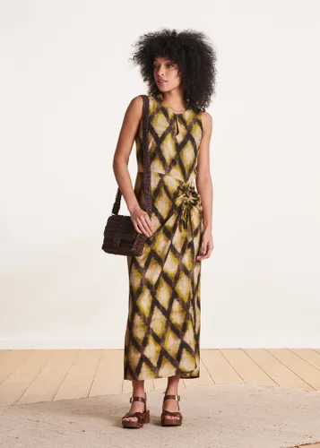 Robe mi-longue sans manches à imprimé - La Fée Maraboutée - Modalova