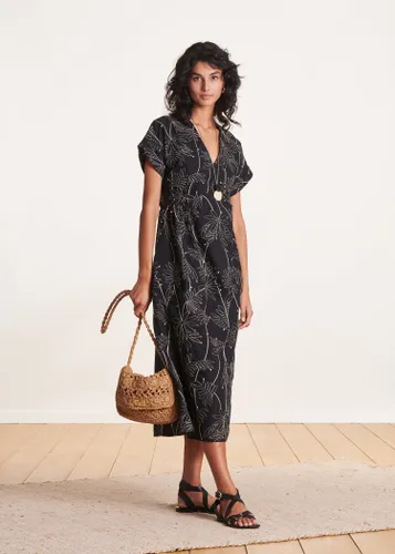 Robe longue évasée en popeline de coton brodée - La Fée Maraboutée - Modalova