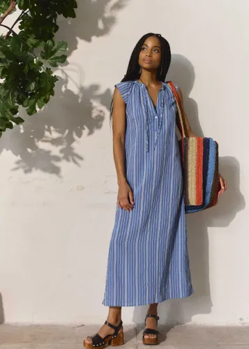 Robe longue rayée sans manches - La Fée Maraboutée - Modalova