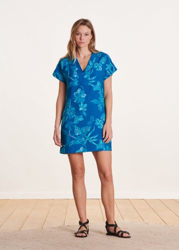 Robe courte à imprimé fleuri manche courtes - La Fée Maraboutée - Modalova