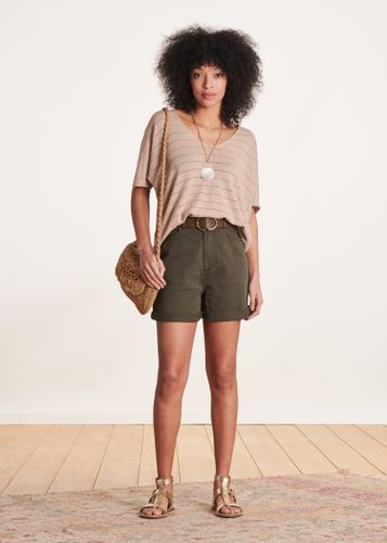 Short en jean kaki en coton biologique - La Fée Maraboutée - Modalova