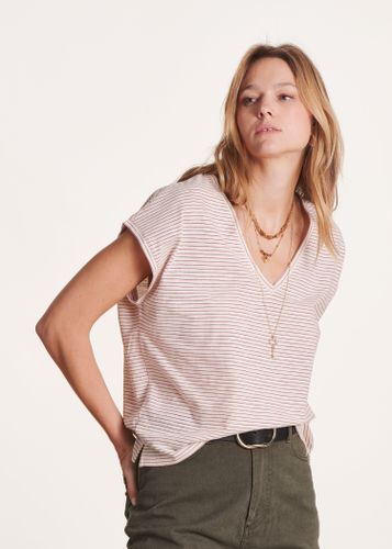 T-shirt ample écru à rayures manches courtes - La Fée Maraboutée - Modalova
