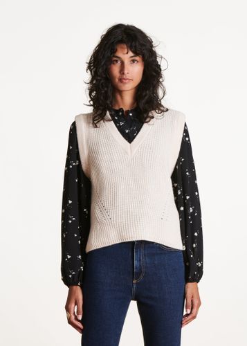 Pull écru sans manches col V - La Fée Maraboutée - Modalova
