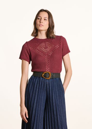 Pull bordeaux en maille crochet ajourée - La Fée Maraboutée - Modalova
