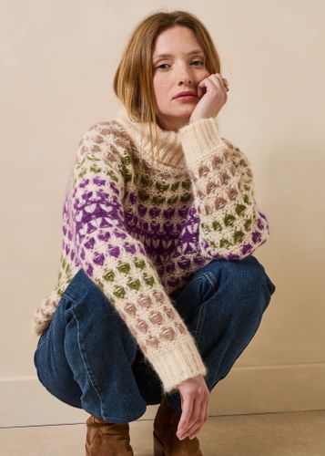 Pull col roulé multicolore manches longues - La Fée Maraboutée - Modalova
