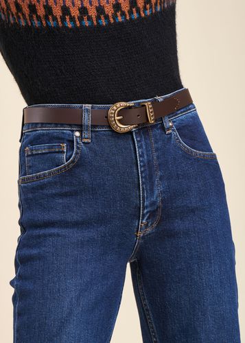 Ceinture boucle western en cuir de vachette - La Fée Maraboutée - Modalova