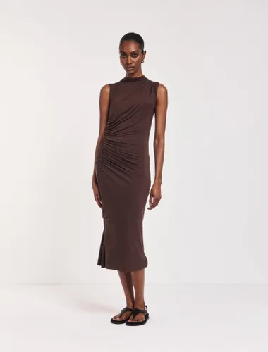 Lana Draped Midi Dress in Bracken - 95% Micromodal 5% Elastane - Ninety Percent - Modalova
