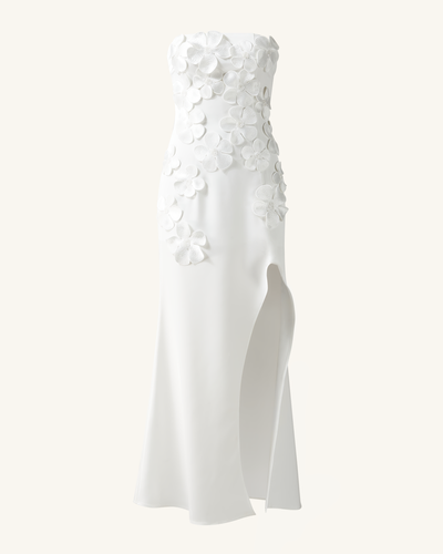 Robe longue brodée de fleurs - Blanche - JW PEI - Modalova