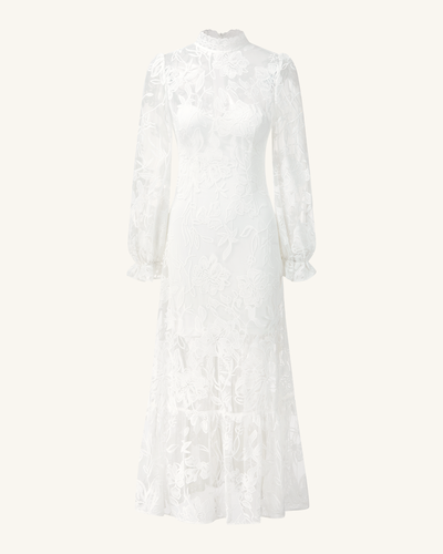 Robe midi élégante en dentelle - Blanche - JW PEI - Modalova