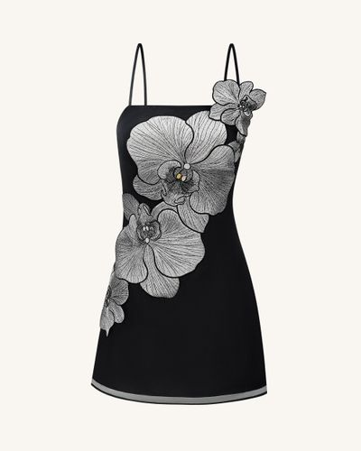 Robe courte à appliqués orchidée - Noir/Argent - JW PEI - Modalova
