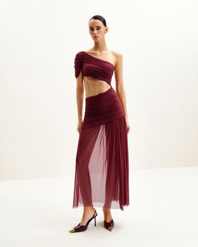 Robe en maille plissée Mia - Bordeaux - JW PEI - Modalova