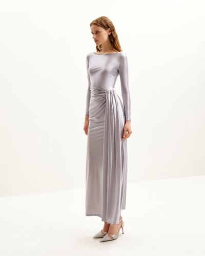 Robe Amara Métallique Drapée - Argentée - JW PEI - Modalova