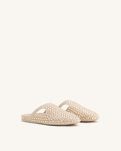 Mules plates Athena avec cristaux artificiels - Beige - JW PEI - Modalova