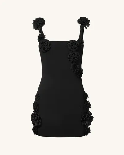 Robe Mini Noire avec Appliqué Rosette Elaina - Noir - JW PEI - Modalova