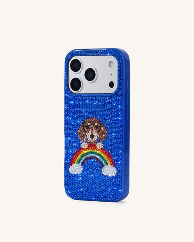 Coque de téléphone arc-en-ciel chien cristal artificiel - Bleu - JW PEI - Modalova