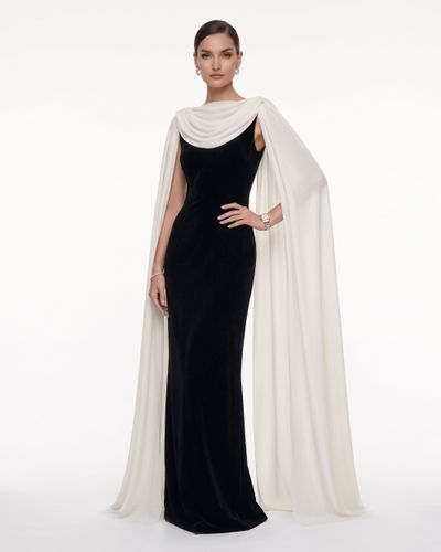 Robe longue transparente à col bénitier - Noir et blanc - JW PEI - Modalova