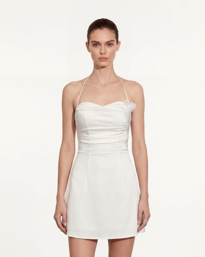 Mini-robe florale froncée à col halter - Blanc - JW PEI - Modalova
