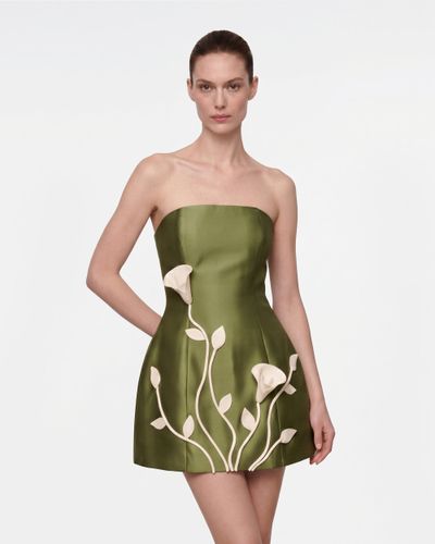 Mini robe bustier à fleurs 3D - Vert olive - JW PEI - Modalova