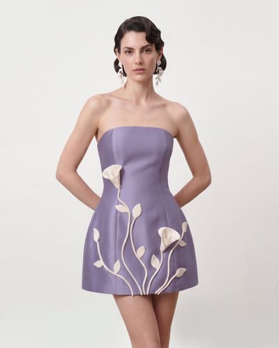 Mini robe bustier à fleurs 3D - Violet - JW PEI - Modalova