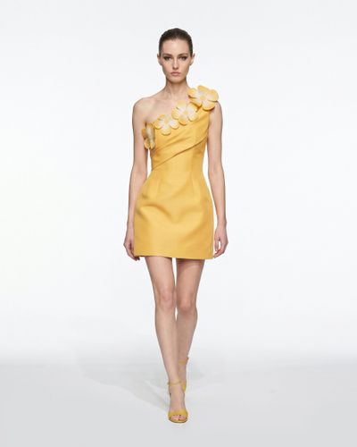 Robe courte asymétrique à applications florales - Jaune - JW PEI - Modalova
