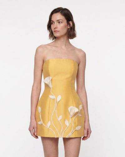 Mini robe bustier à fleurs 3D - Jaune citron - JW PEI - Modalova